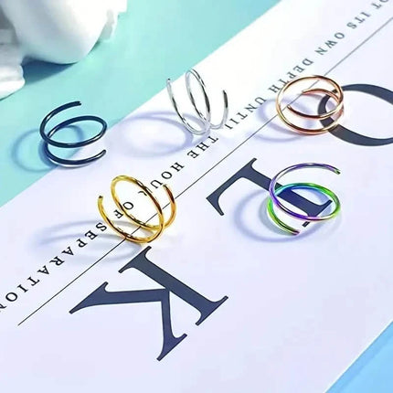 Stainless Steel Double Helix Nose Ring – 14K Gold Plated Hot Style Piercing Jewelry for Women