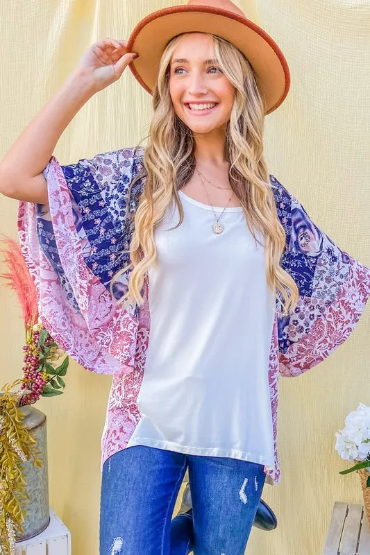 And The WhyFloral Print Bell Sleeve Top