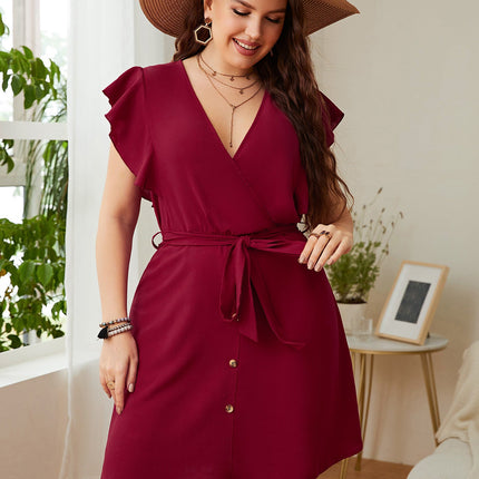 Summer Plus Size Ladies Deep V Party Dresses