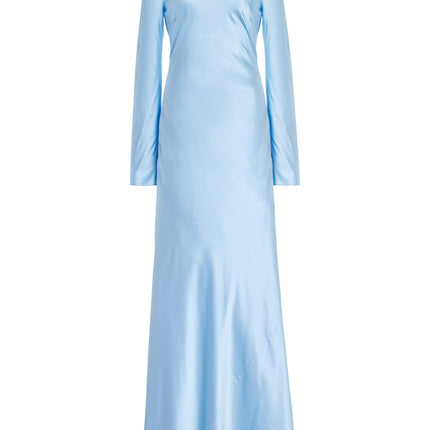 Satin Open-back Long-sleeved Maxi Dress