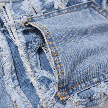 Vintage Wash Distressed Ripped Knee Lined Jeans