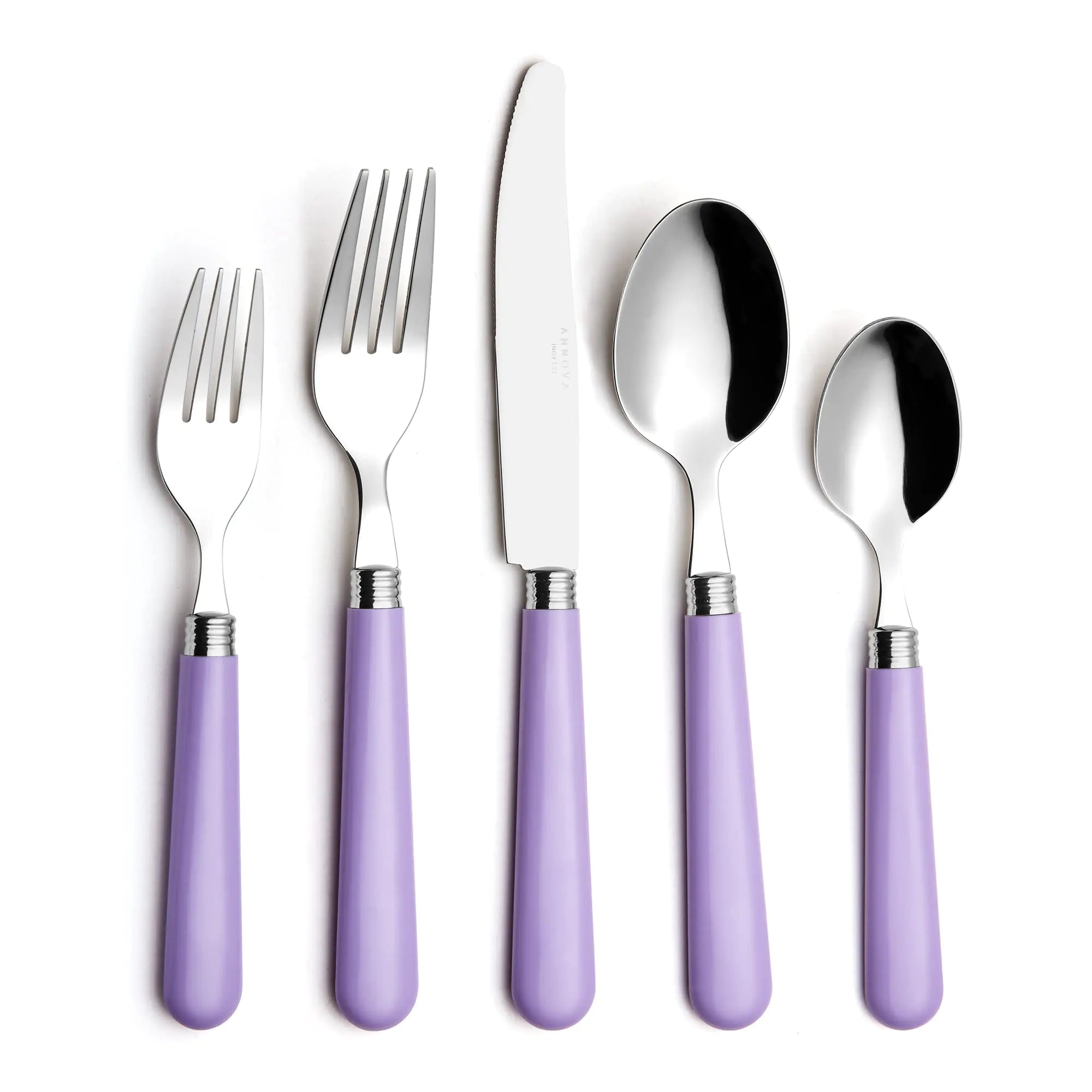 ANNOVA Silverware Set 20 Pieces Stainless Steel Cutlery Color Handle Flatware - 4 x Dinner Knife; 4 x Dinner Fork; 4 x Salad fork; 4 x Dinner Spoon; 4 x Dessert Spoon Lilac Purple