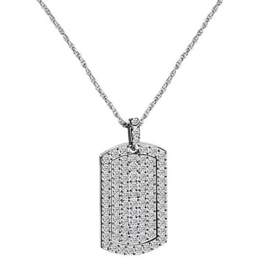 Gold Filled High Polish Finsh Men's Pendant Filled Iced Out Micro-Pave Gold Color Charm Square Tag Necklace With Chain