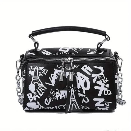 Graffiti Trendy Chain Crossbody Bag for Women