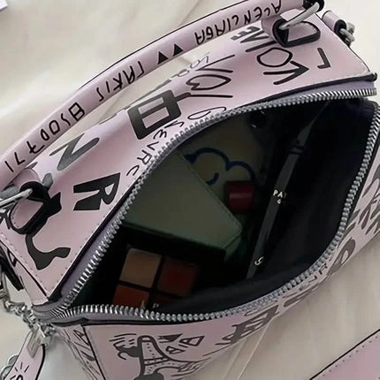 Graffiti Trendy Chain Crossbody Bag for Women