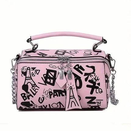 Graffiti Trendy Chain Crossbody Bag for Women