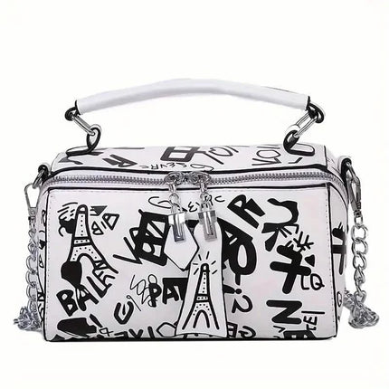 Graffiti Trendy Chain Crossbody Bag for Women