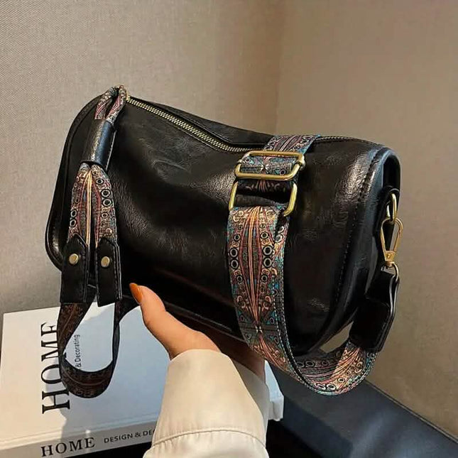 Graphic Pattern Zipper Crossbody Bag