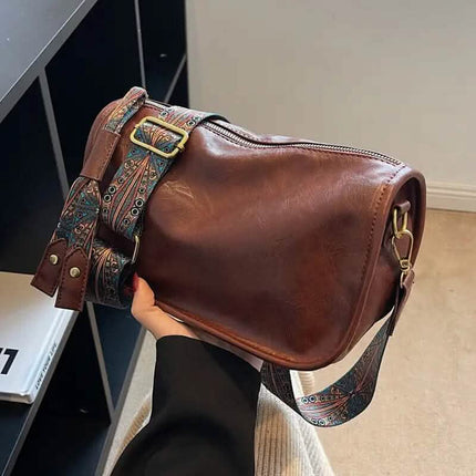 Graphic Pattern Zipper Crossbody Bag
