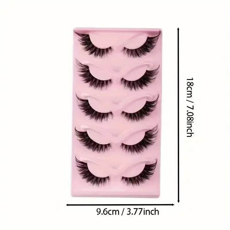 5 Pairs Cat Eye Faux Mink Lashes – Elongated, Fluffy False Eyelashes for Glam Makeup Look