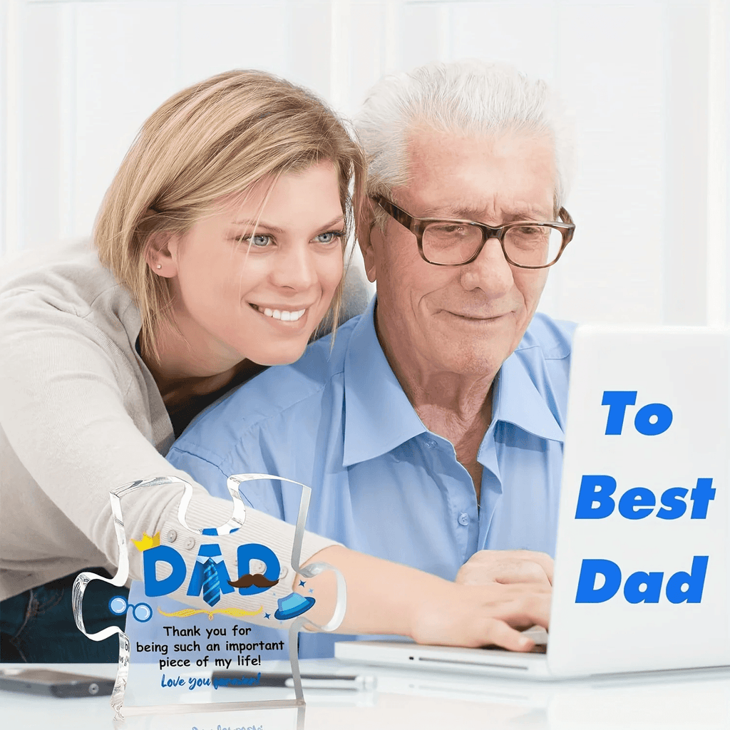 Acrylic Puzzle Plaque with Heartfelt Sayings Gift for Dad from Son or Daughter