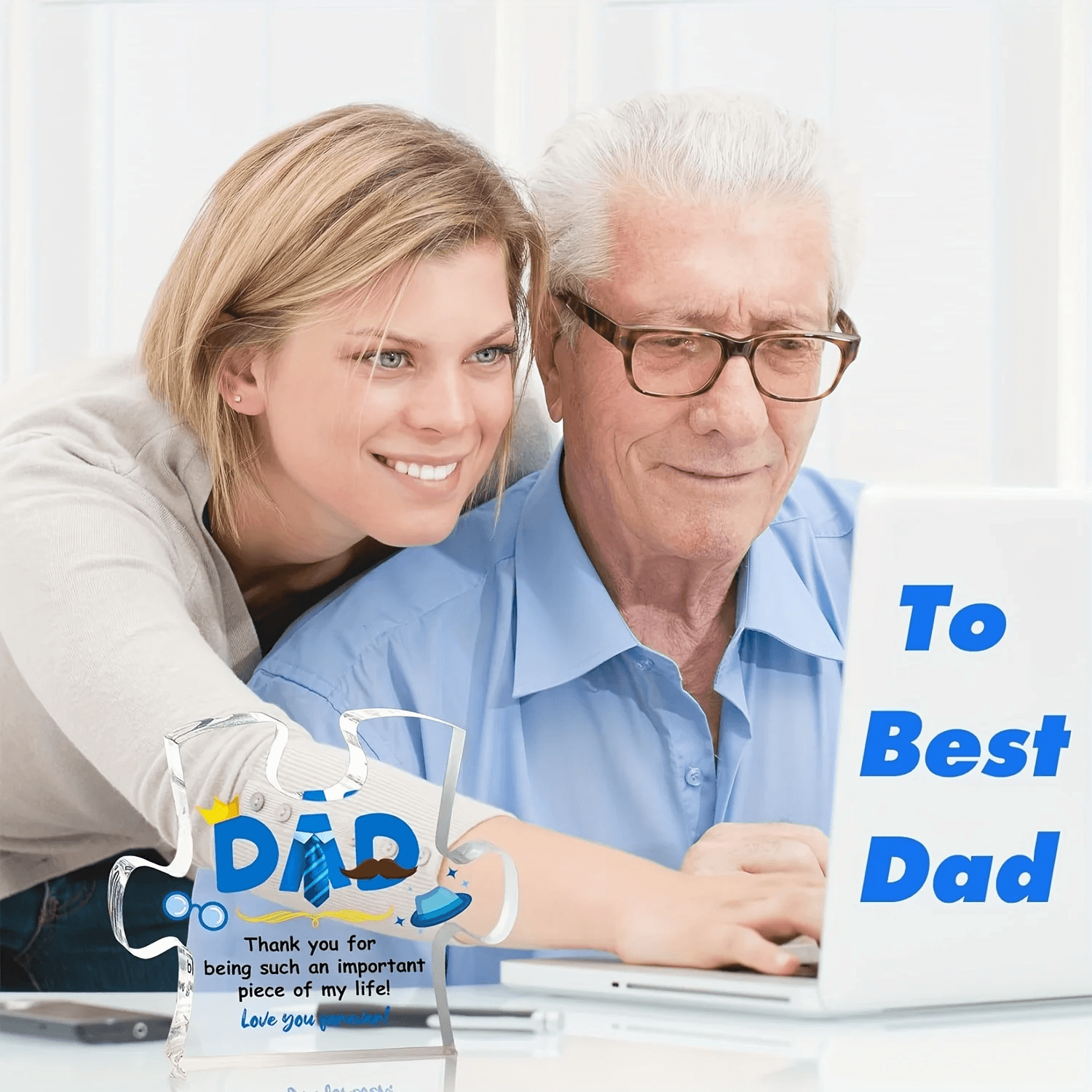 Acrylic Puzzle Plaque with Heartfelt Sayings Gift for Dad from Son or Daughter