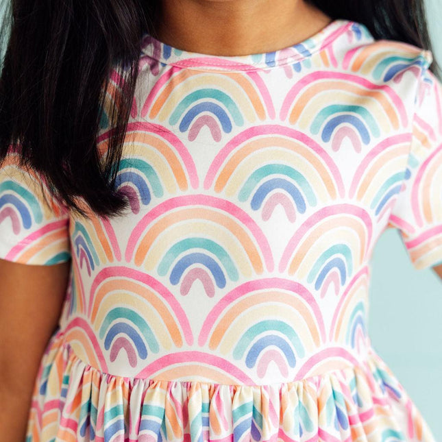 Watercolor Rainbows S/S Pocket Twirl Dress
