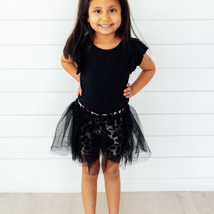 Black S/S Flutter Sleeve Leotard