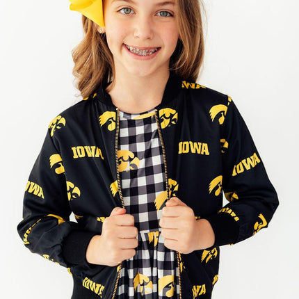 Iowa Plaid Tigerhawk 3/4 Sleeve Pocket Twirl Dress