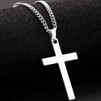 Men's Simple Black Cross Pendant Necklace