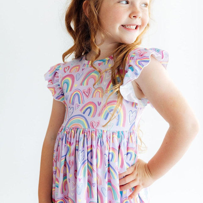 Rainbow Dreams Flutter Sleeve Twirl Dress