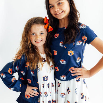 Auburn Blue Aubie Ruffle Pocket Tee