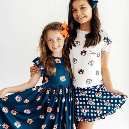 Auburn Plaid Aubie Ruffle Twirl Skort