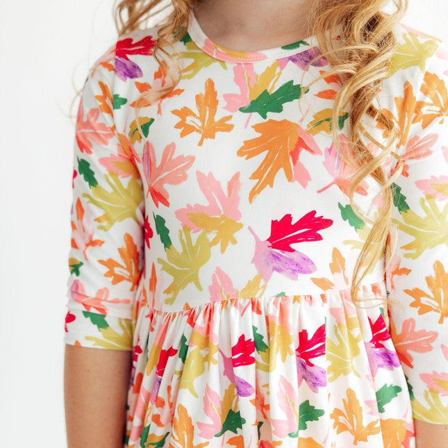 Falling Leaves 3/4 Sleeve Pocket Twirl Dress