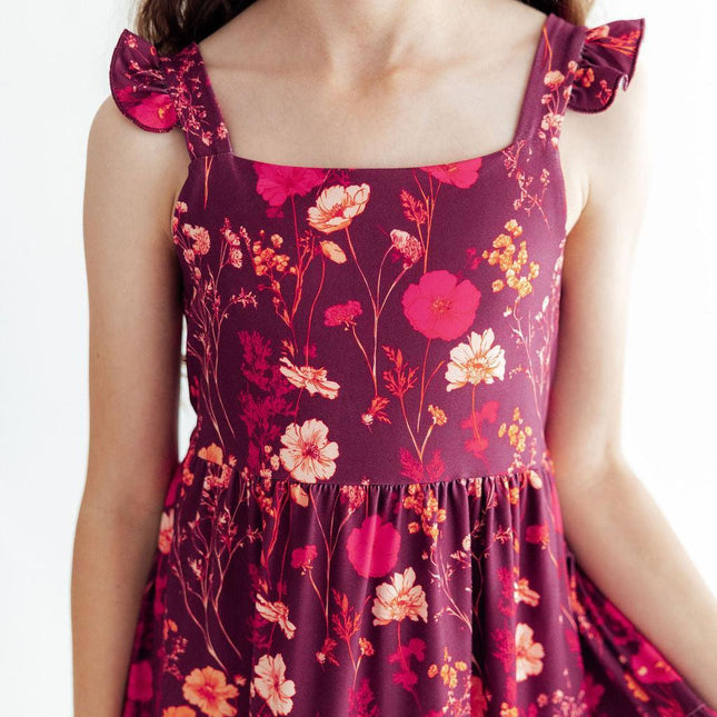 Retro Wildflower Ruffle Maxi Dress