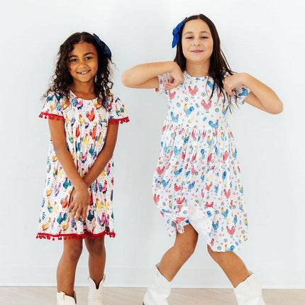 Rainbow Roosters S/S Pocket Twirl Dress