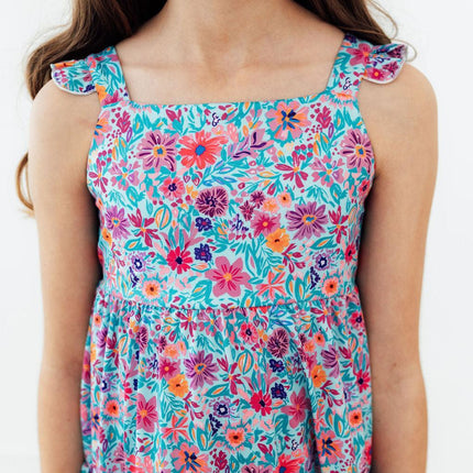 Tropical Garden Ruffle Maxi Dress