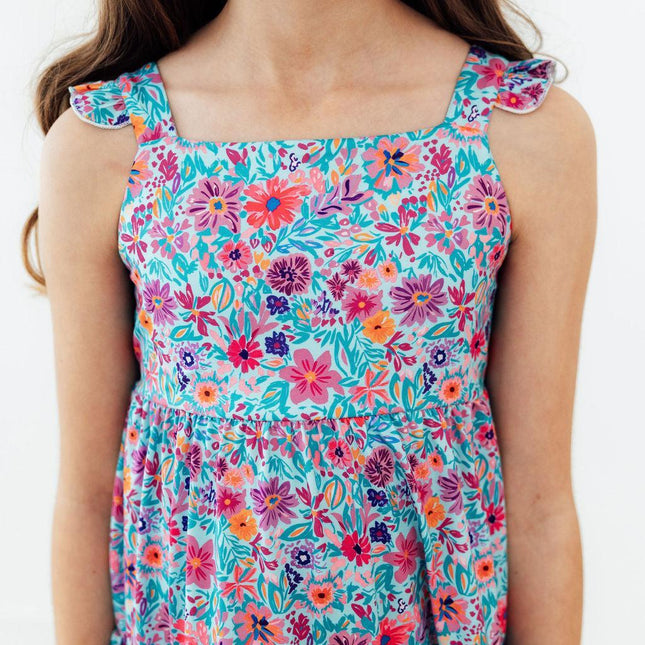 Tropical Garden Ruffle Maxi Dress