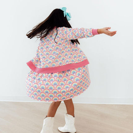 Watercolor Rainbows S/S Pocket Twirl Dress