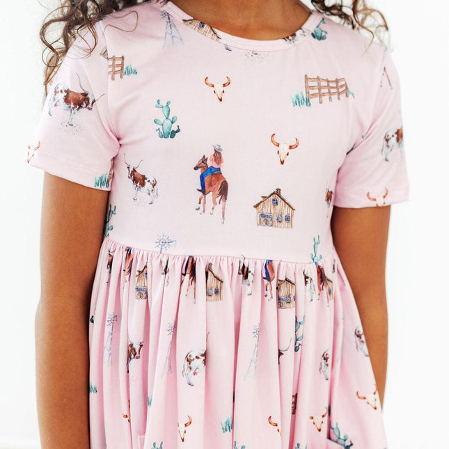 Pink Ranch Hand S/S Pocket Twirl Dress