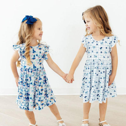 Berry Cute Flutter Sleeve Twirl Dress
