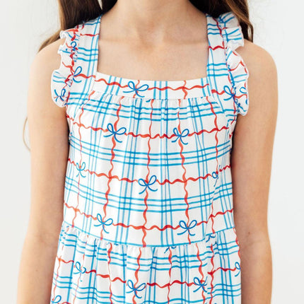 Patriotic Picnic Ruffle Cross Back Dress