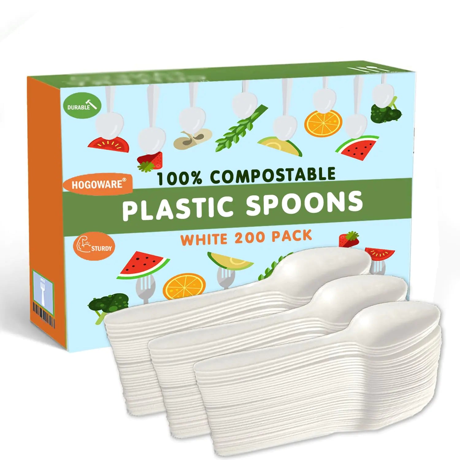 200 Pack White Plastic Spoons - Heavy Duty Disposable BPA-Free Cutlery for Kitchen Office Picnic and Party Use | Premium Clear Plastic Utensils Bulk for Weddings BBQs Birthdays and Events
