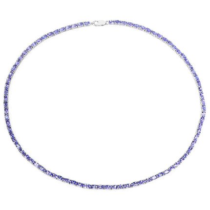 21.50 Carat Genuine Tanzanite .925 Sterling Silver Necklace