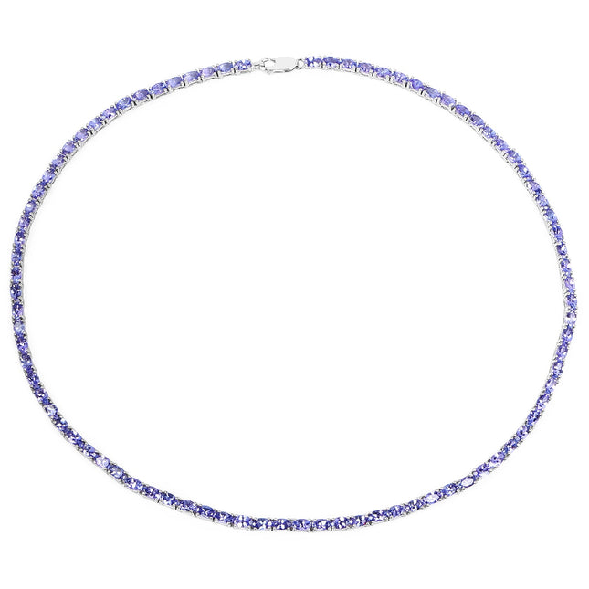 21.50 Carat Genuine Tanzanite .925 Sterling Silver Necklace