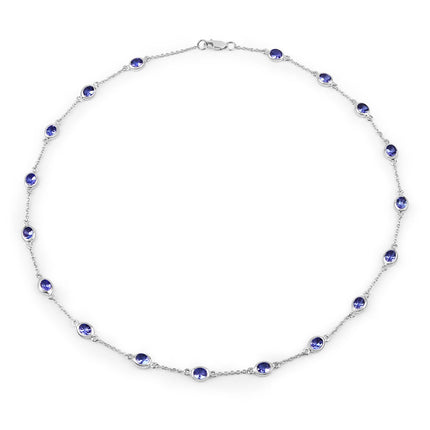 5.94 Carat Genuine Tanzanite .925 Sterling Silver Necklace