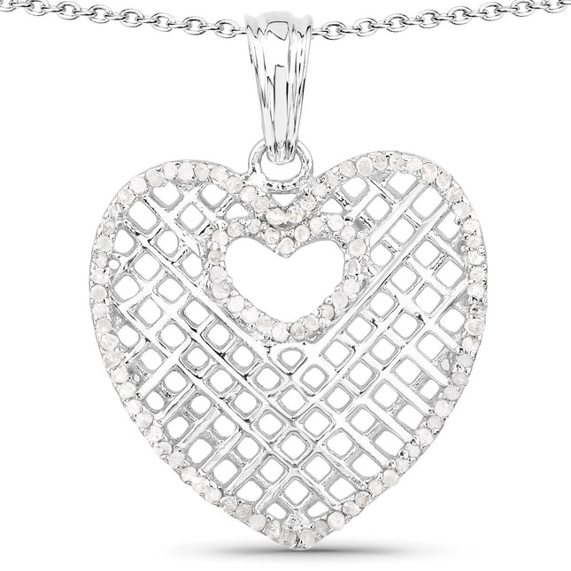 0.52 Carat Genuine White Diamond .925 Sterling Silver Pendant