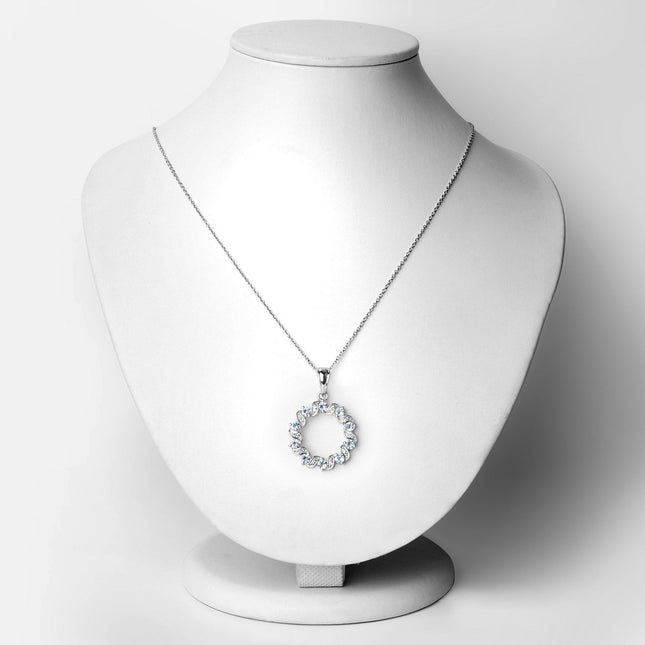 1.10 Carat Genuine Aquamarine and White Topaz .925 Sterling Silver Pendant
