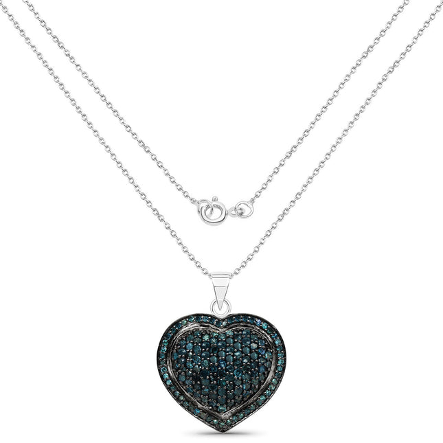 1.25 Carat Genuine Blue Diamond .925 Sterling Silver Pendant