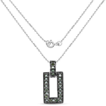 0.36 Carat Genuine Green Diamond .925 Sterling Silver Pendant