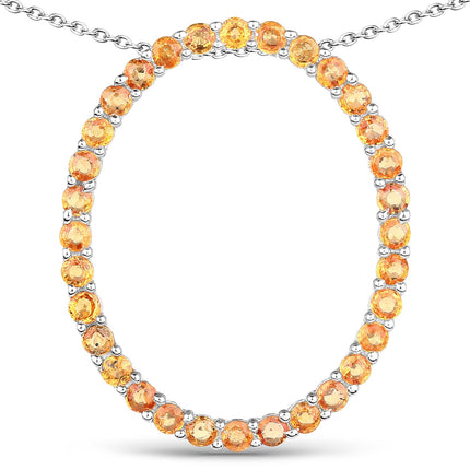2.88 Carat Genuine Orange Sapphire .925 Sterling Silver Pendant