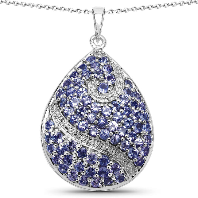 4.72 Carat Genuine Tanzanite .925 Sterling Silver Pendant