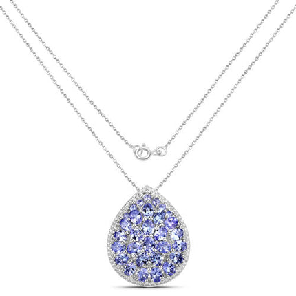 4.16 Carat Genuine Tanzanite .925 Sterling Silver Pendant