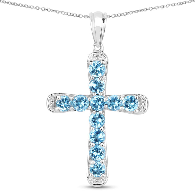 3.85 Carat Genuine Blue Topaz .925 Sterling Silver Pendant
