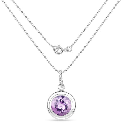 8.00 Carat Genuine Amethyst .925 Sterling Silver Pendant