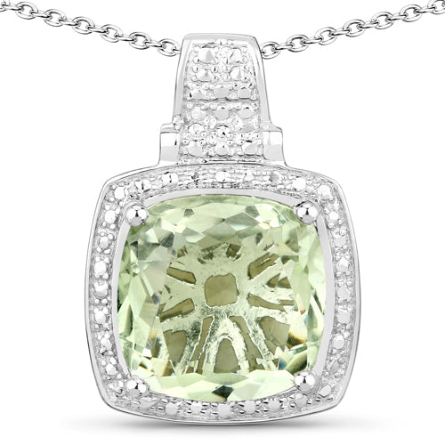 5.50 Carat Genuine Green Amethyst .925 Sterling Silver Pendant