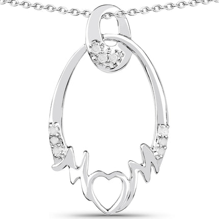 0.14 Carat Genuine White Diamond .925 Sterling Silver Pendant
