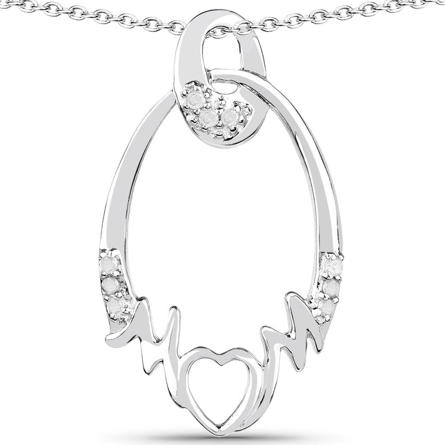0.14 Carat Genuine White Diamond .925 Sterling Silver Pendant