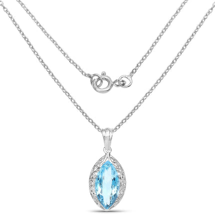 8.22 Carat Genuine Swiss Blue Topaz .925 Sterling Silver Pendant