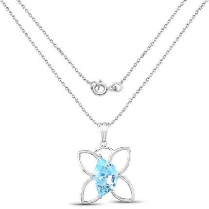 10.58 ct. Genuine Swiss Blue Topaz .925 Sterling Silver Pendant